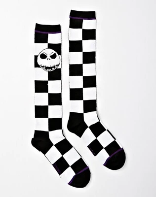 Checkered Jack Skellington Knee High Socks - The Nightmare Before Chri