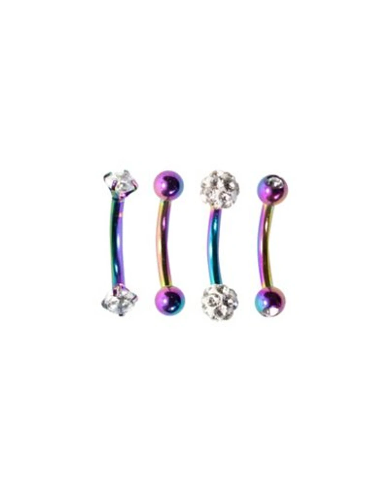 Multi-Pack Rainbow CZ Curved Barbells 4 Pack - 16 Gauge