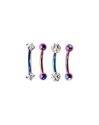 Multi-Pack Rainbow CZ Curved Barbells 4 Pack - 16 Gauge