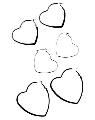Heart Hoop Earrings - 3 Pack