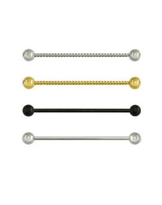 Multi-Pack Black and Goldtone Industrial Barbells 4 Pack - 14 Gauge