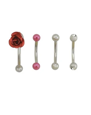 Multi-Pack Rose Curved Barbells 4 Pack - 16 Gauge