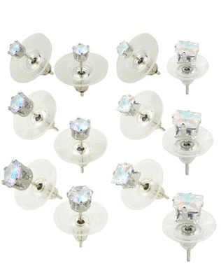 Multi-Pack Round CZ Stud Earrings - 6 Pair