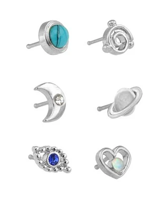 Multi-Pack CZ Galaxy Bone Nose Rings 6 Pack