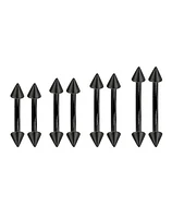 Black Spiked Curved Barbell 8 Pack - 16 Gauge