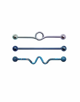 Multi-Pack Swirl Industrial Barbells 3 Pack - 14 Gauge