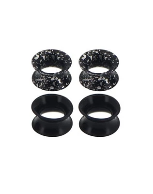 Multi-Pack Black Splatter Tunnel Plugs