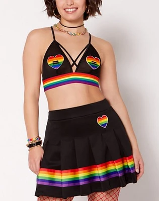 Rainbow Striped Pride Heart Bralette