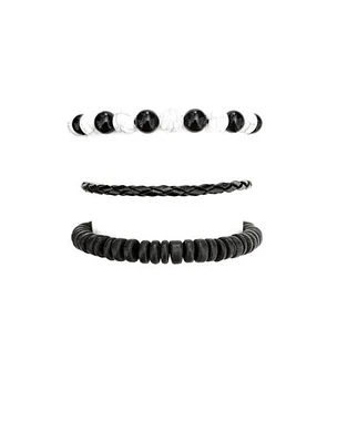 Multi-Pack Black and White Bead Bracelets - 3 Pack