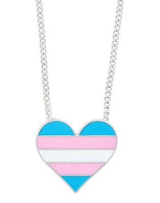 Transgender Flag Heart Necklace