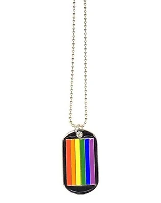 Rainbow Stripe Dog Tag Necklace