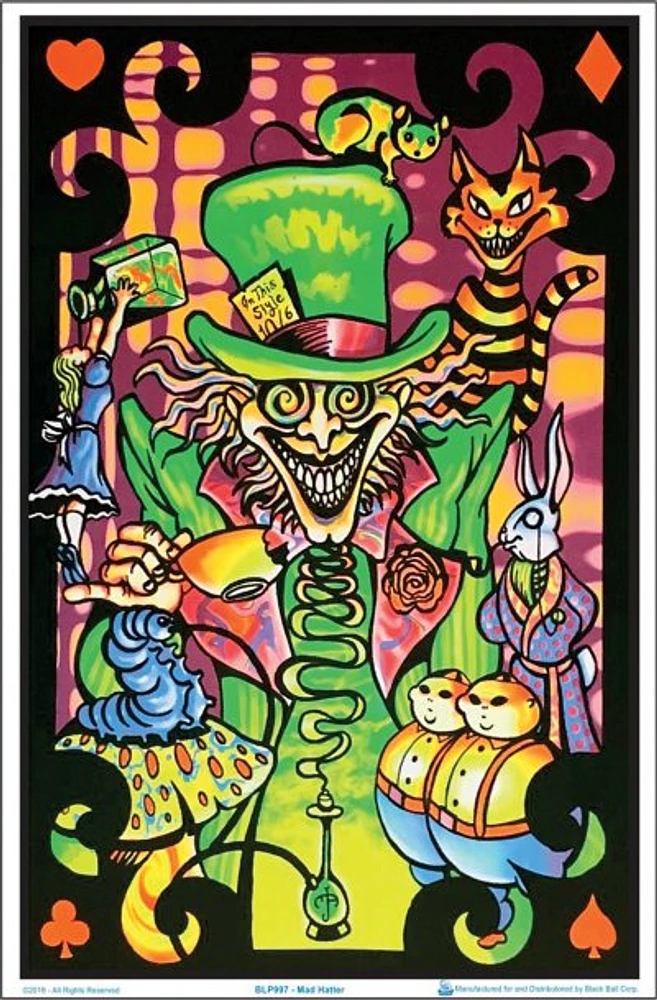 Mad Hatter Black Light Poster