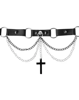 Cross Chain Spike Choker Necklace