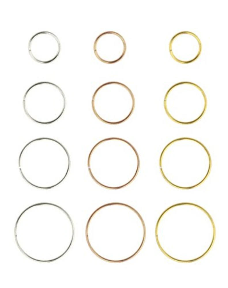 Multi-Pack CZ Hoop Nose Rings 12 Pack