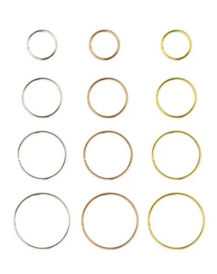 Multi-Pack CZ Hoop Nose Rings 12 Pack