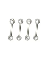 Multi-Pack Silvertone Threadless Barbells 4 Pack - 14 Gauge