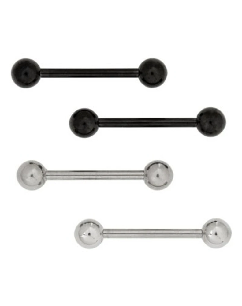 Multi-Pack Silvertone and Black Titanium Barbells 4 Pack - 14 Gauge