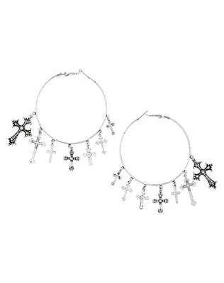 Crosses Dangle Hoop Earrings