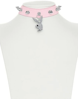 CZ Spiked Playboy Bunny Choker Necklace