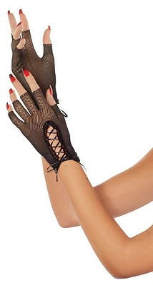 Black Lace Fishnet Gloves