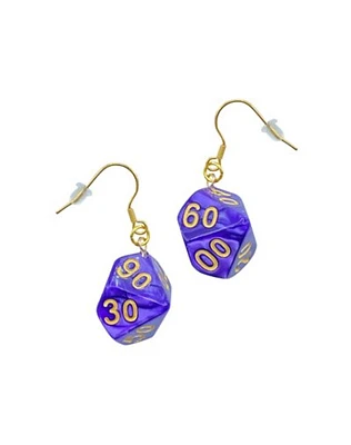 Purple Dice Dangle Earrings - 18 Gauge