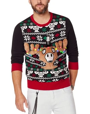 Light-Up Moose Ugly Christmas Sweater