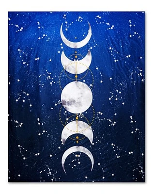 Celestial Moon Phase Fleece Blanket