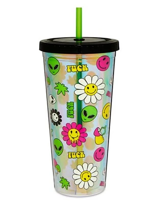 Smiley Faces Cup with Straw - 20 oz.