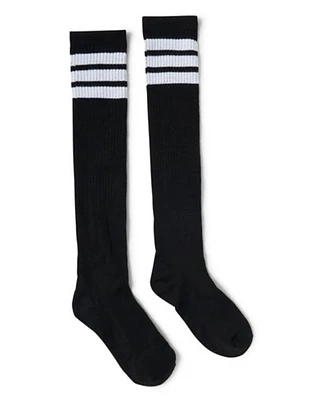 Black and White Striped Knee High Socks