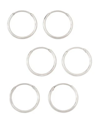 Multi-Pack Silverplated Endless Hoop Earrings 6 Pack - 20 Gauge