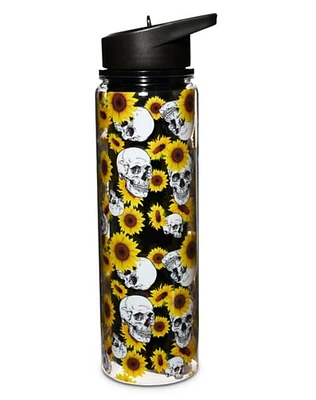 Sunflower Skull Water Bottle - 18 oz.