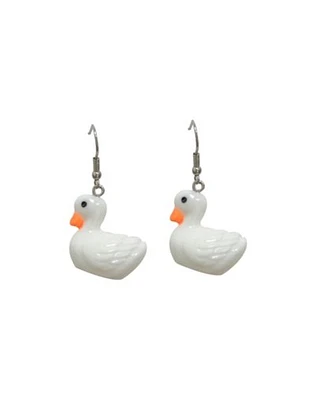 White Duck Dangle Earrings