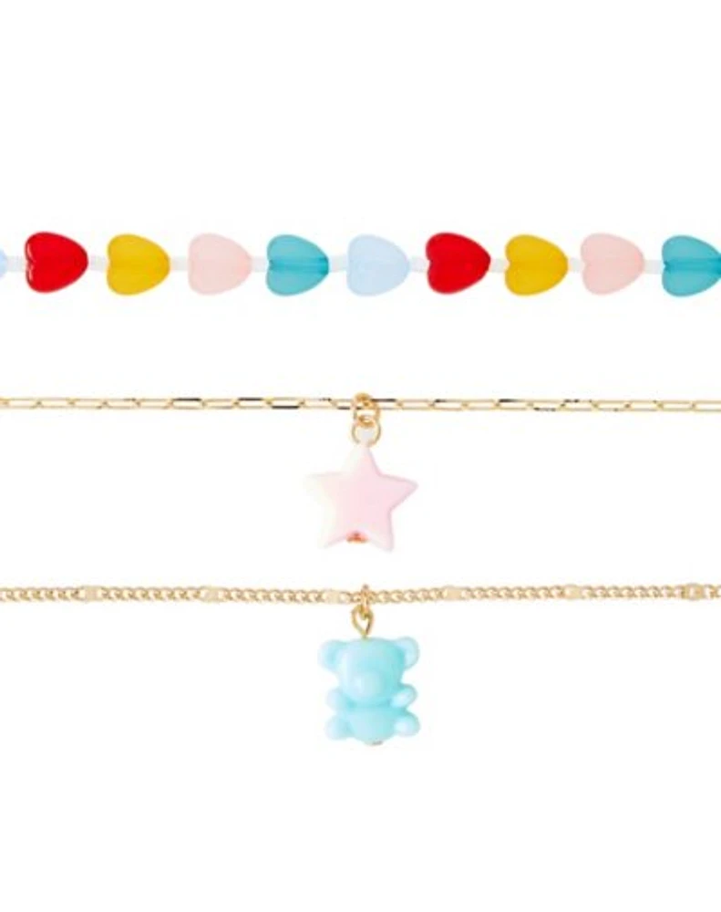 Multi-Pack Hearts Star and Bear Choker Necklaces - 3 Pack