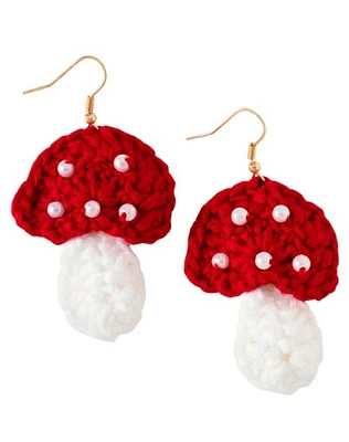 Crochet Mushroom Dangle Earrings