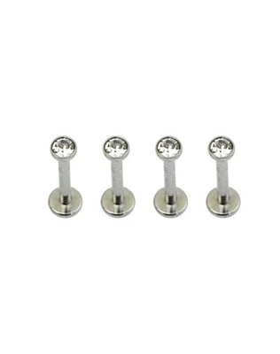 Multi-Pack CZ Threadless Labret Lip Rings 4 Pack -16 Gauge