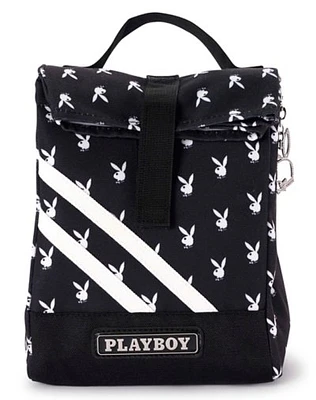 Playboy Bunny Print Roll Top Lunch Box Black