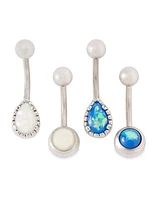 Multi-Pack Opal-Effect Belly Rings 4 Pack - 14 Gauge