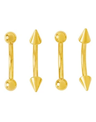 Multi-Pack Goldplated Spike and Round Titanium Curved Barbells 4 Pack