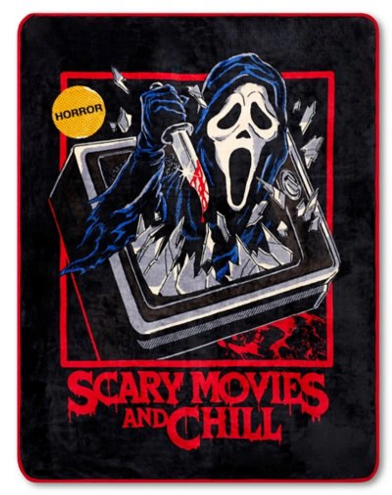 Scary Movies and Chill Ghost Face Fleece Blanket - Steven Rhodes
