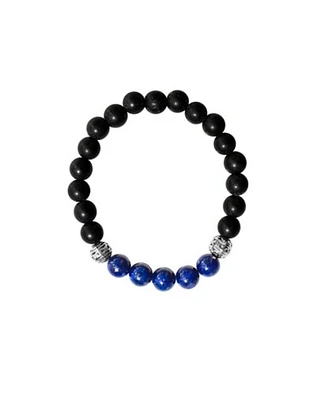 Black and Blue Lapis Semi-Precious Stone Bracelet