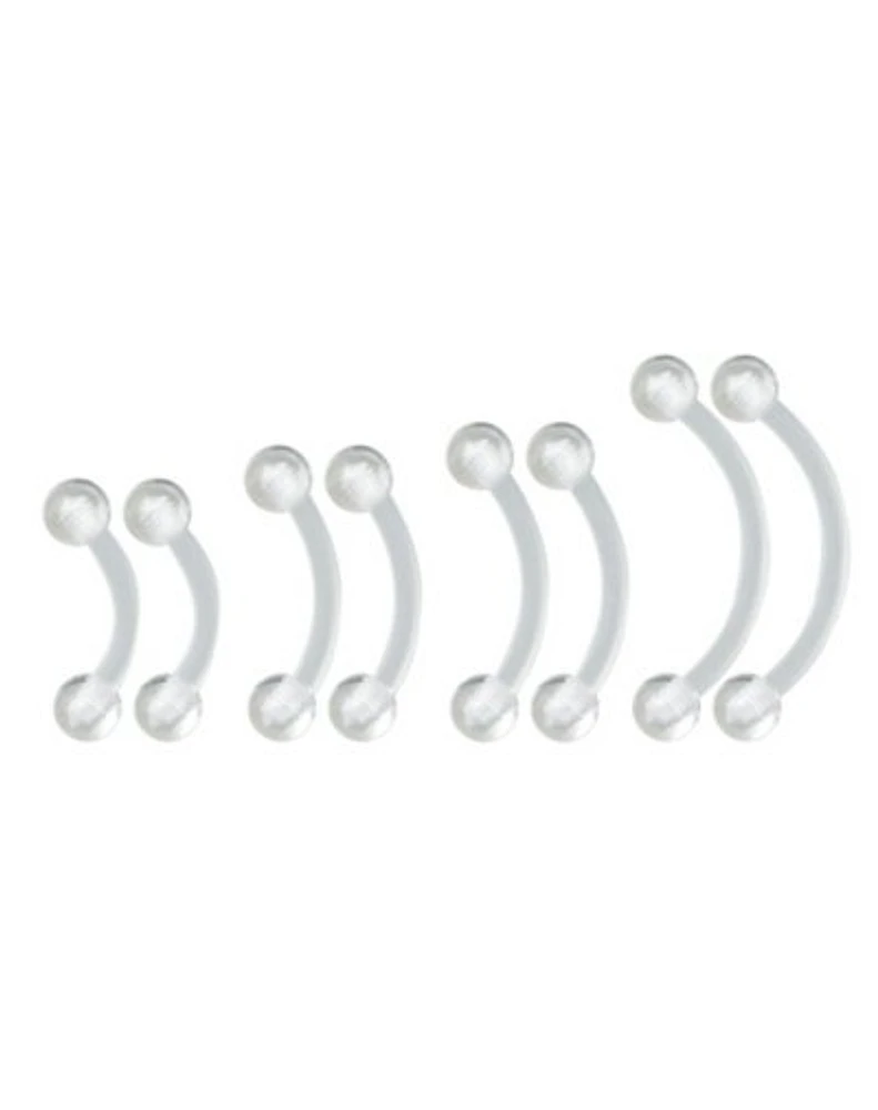 Multi-Pack Clear Curved Barbells 8 Pack - 16 Gauge