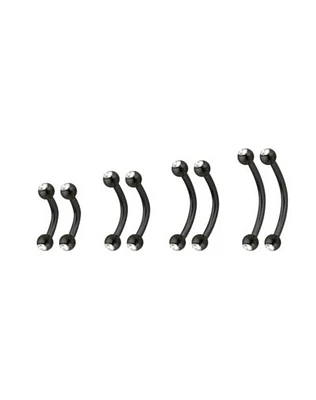 Multi-Pack CZ Black Curved Barbells 8 Pack - 16 Gauge