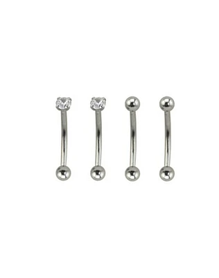 Multi-Pack Prong CZ Curved Barbells 4 Pack