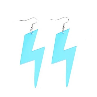 Blue Lightning Bolt Dangle Earrings