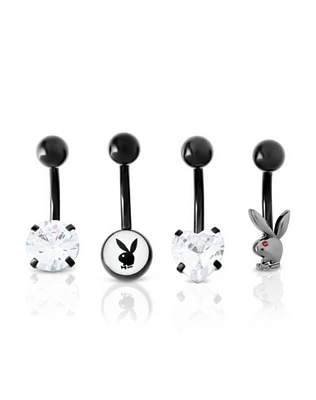 Multi-Pack CZ Playboy Bunny Belly Rings 4 Pack - 14 Gauge