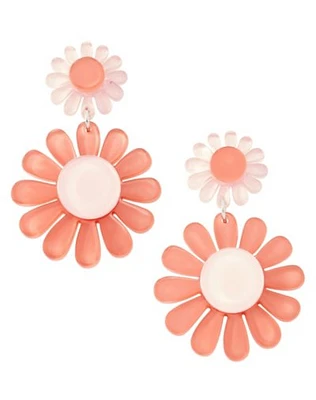 Pink '70s Flower Dangle Earrings