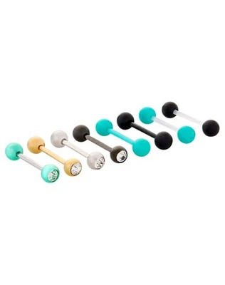 Multi-Pack CZ Black Teal and Gold Barbells 8 Pack - 14 Gauge