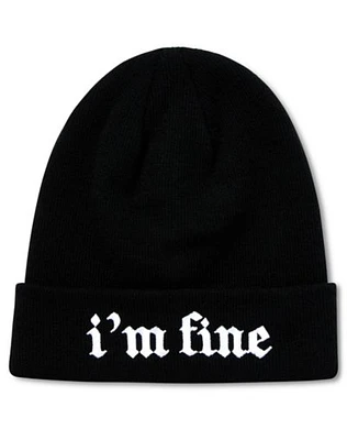 I'm Fine Black Cuff Beanie Hat