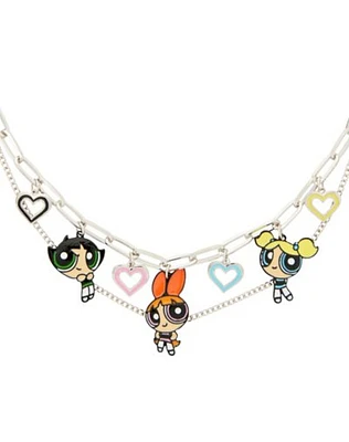 The Powerpuff Girls Heart Charms Chain Necklace