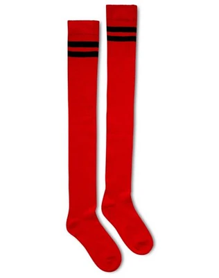 Black Striped Red Knee High Socks